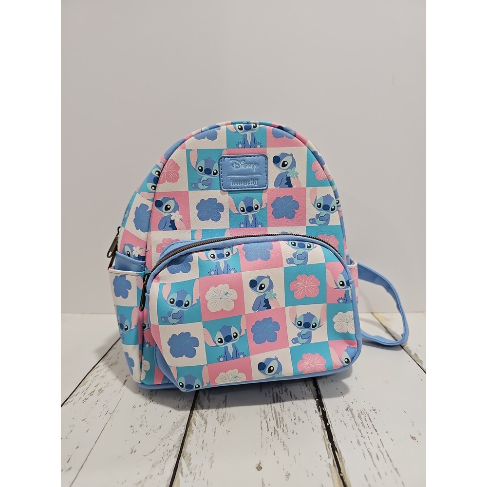 LOUNGEFLY DISNEY LILO AND STITCH FLORAL ALL OVER PRINT MINI BACKPACK